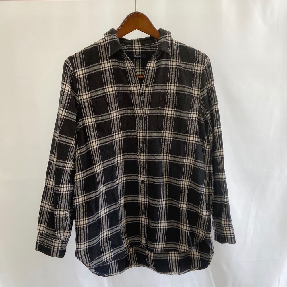 Madewell Boyfriend Flannel Black Plaid Button Down